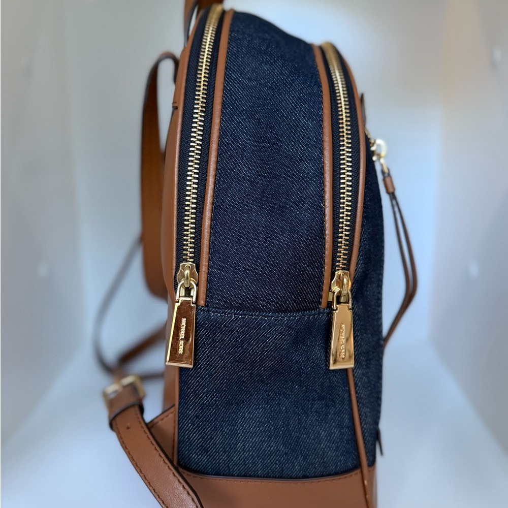 Michael Kors Brooklyn Medium Demin and Leather Backpack. - Picture 3 of 12